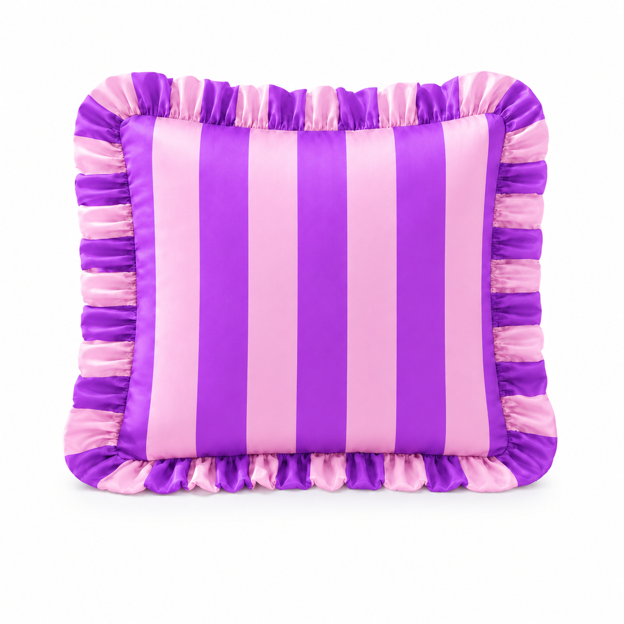 Cuscino Arredo con Rouches Righe Viola/Rosa