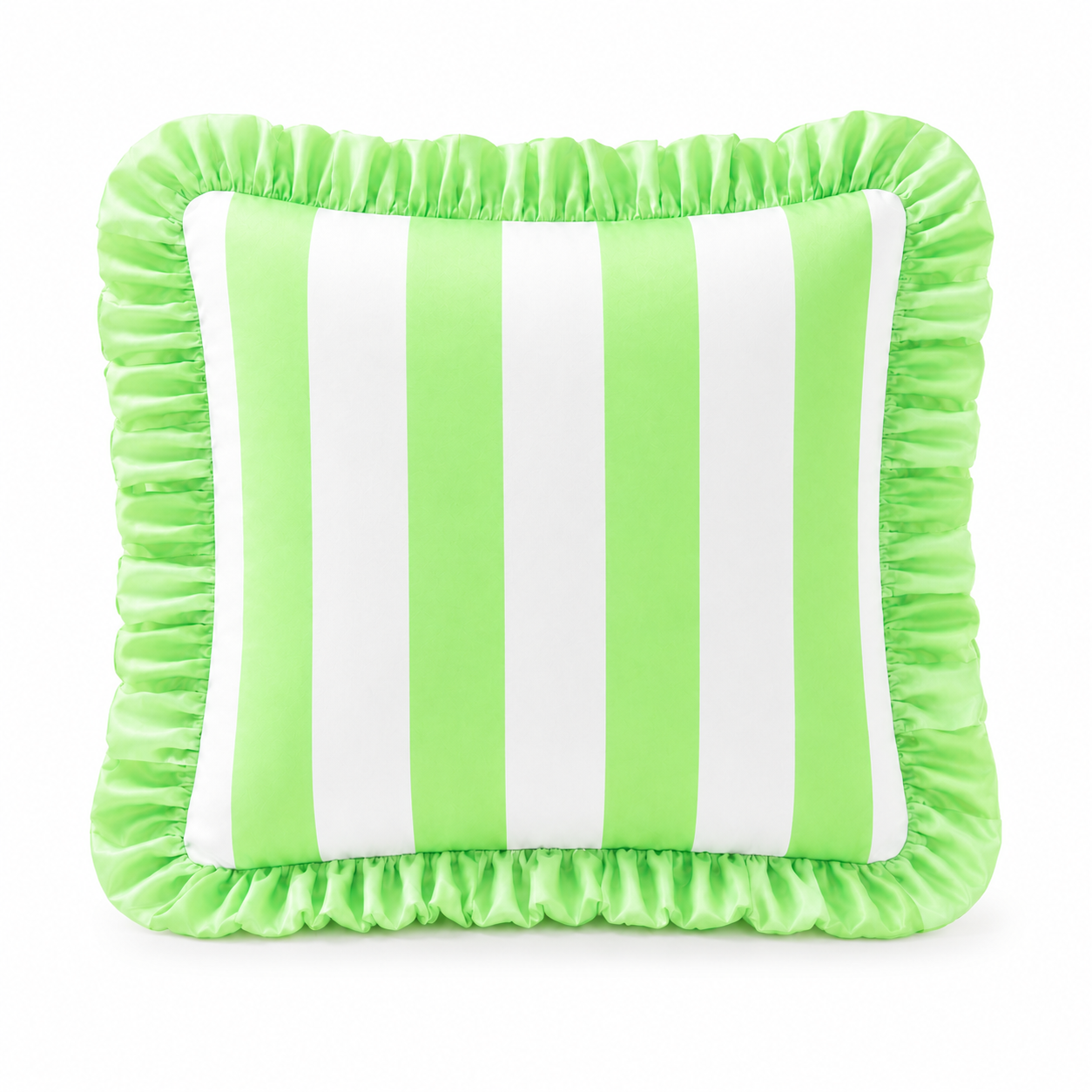 Cuscino Arredo con Rouches Righe Bianco/Salvia
