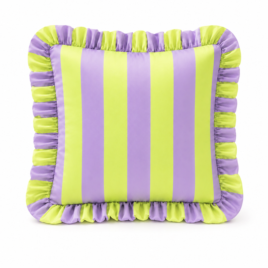 Cuscino Arredo con Rouches Righe Verde Chiaro/ Lilla
