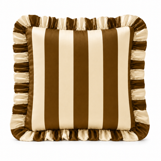 Cuscino Arredo con Rouches Righe Marrone/Beige
