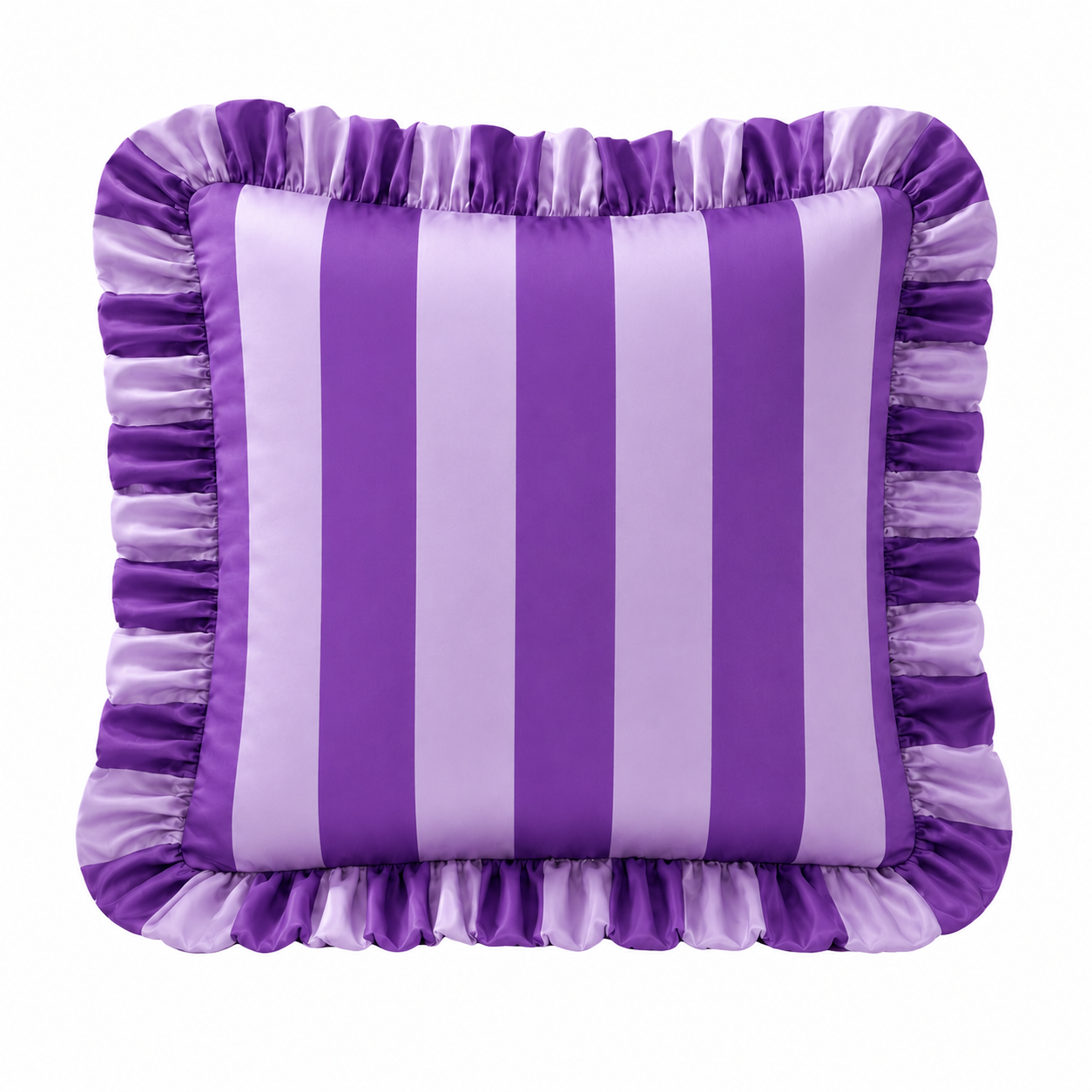 Cuscino Arredo con Rouches Righe Viola/Lilla