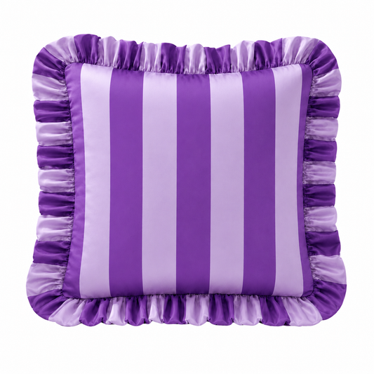Cuscino Arredo con Rouches Righe Viola/Lilla