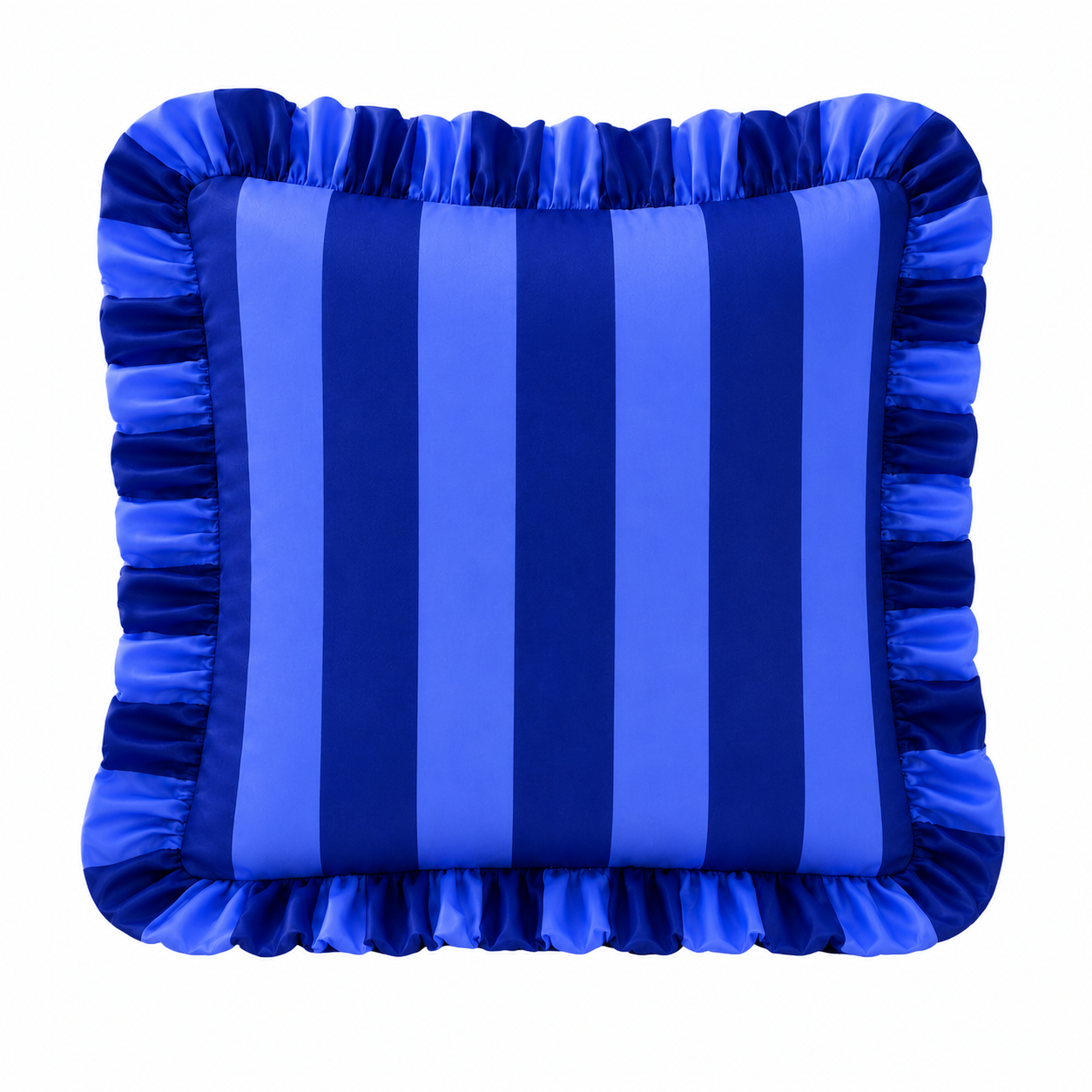 Cuscino Arredo con Rouches Righe Indaco/Blu Elettrico