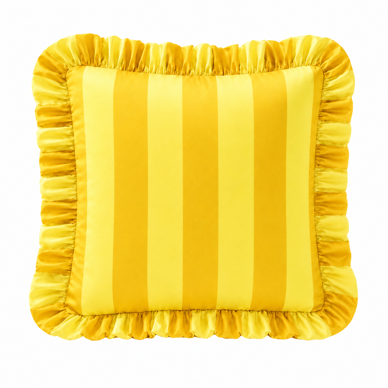 Cuscino Arredo con Rouches Righe Giallo Ocra/Giallo