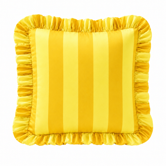 Cuscino Arredo con Rouches Righe Giallo Ocra/Giallo