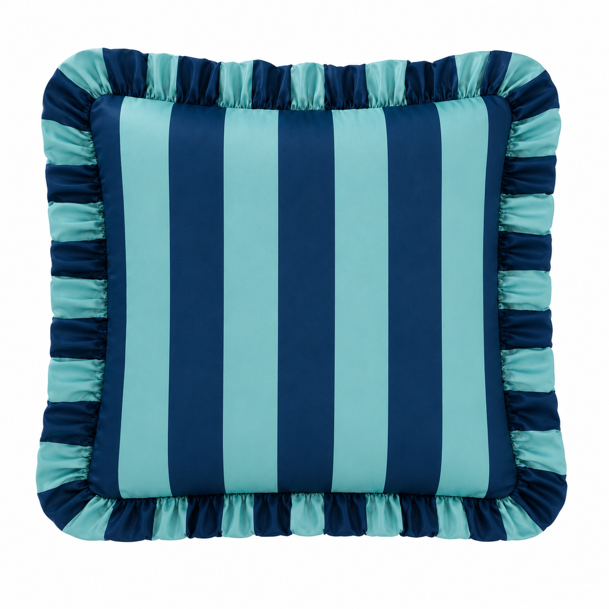 Cuscino Arredo con Rouches Righe Tiffany/Ottanio