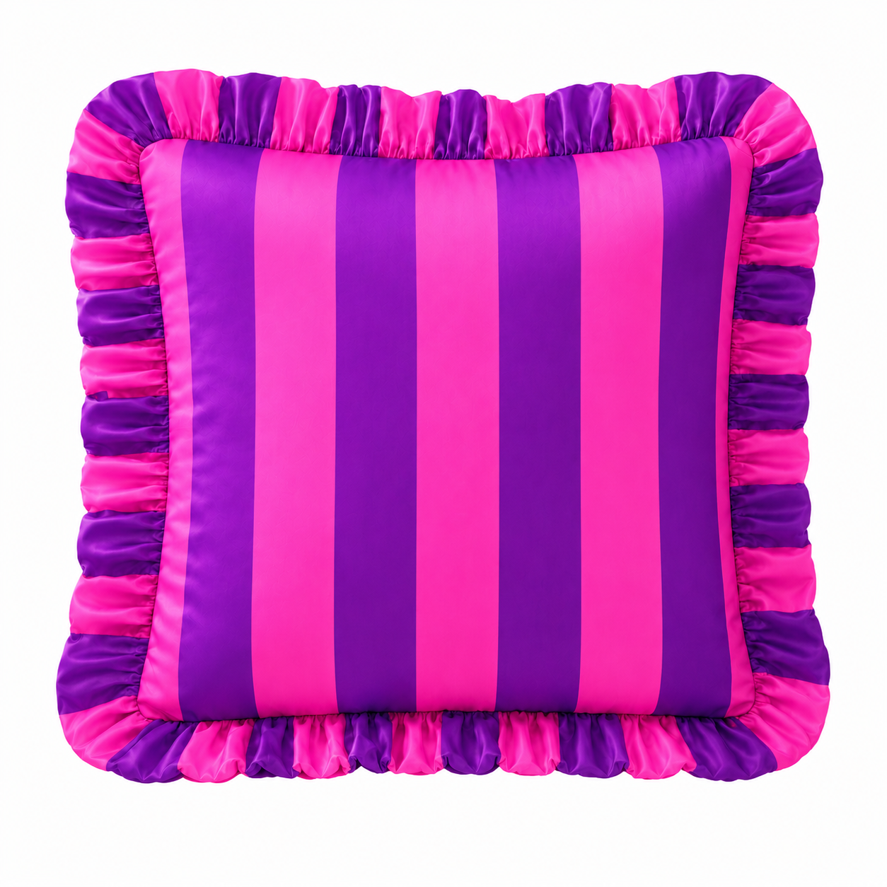 Cuscino Arredo con Rouches Righe Viola/Fucsia