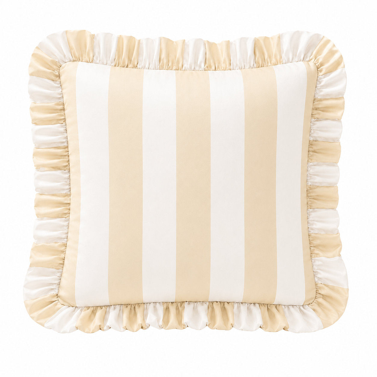 Cuscino Arredo con Rouches Righe Bianco/Beige