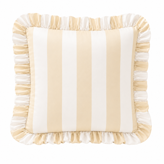 Cuscino Arredo con Rouches Righe Bianco/Beige