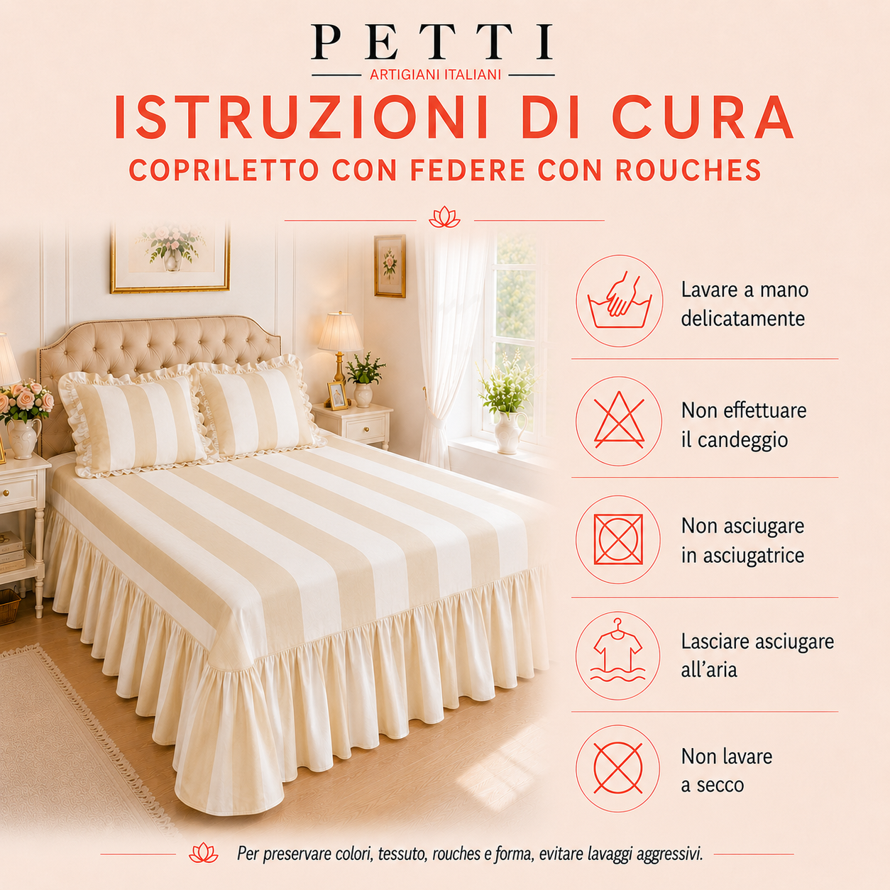 Lenzuolo Copriletto e Federe in Microfibra con Rouches Mille Righe 37