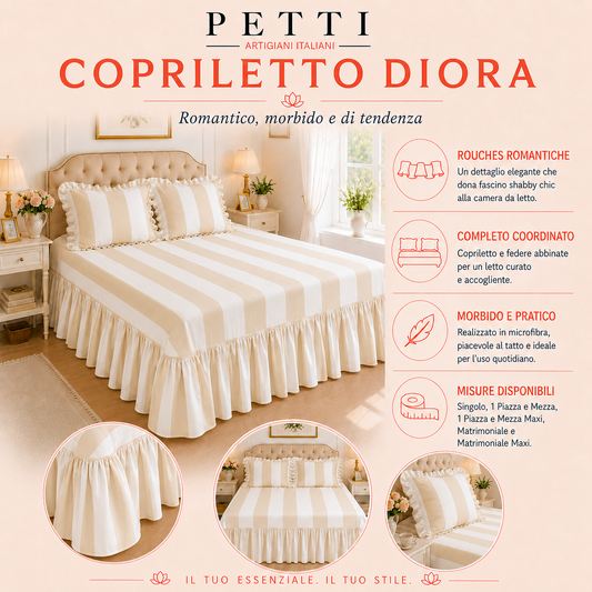 Lenzuolo Copriletto e Federe in Microfibra con Rouches Mille Righe 07