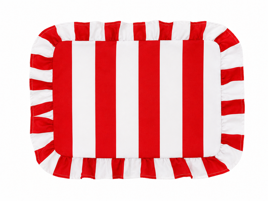 Tovagliette Americane con Rouches Righe Bianco/Rosso