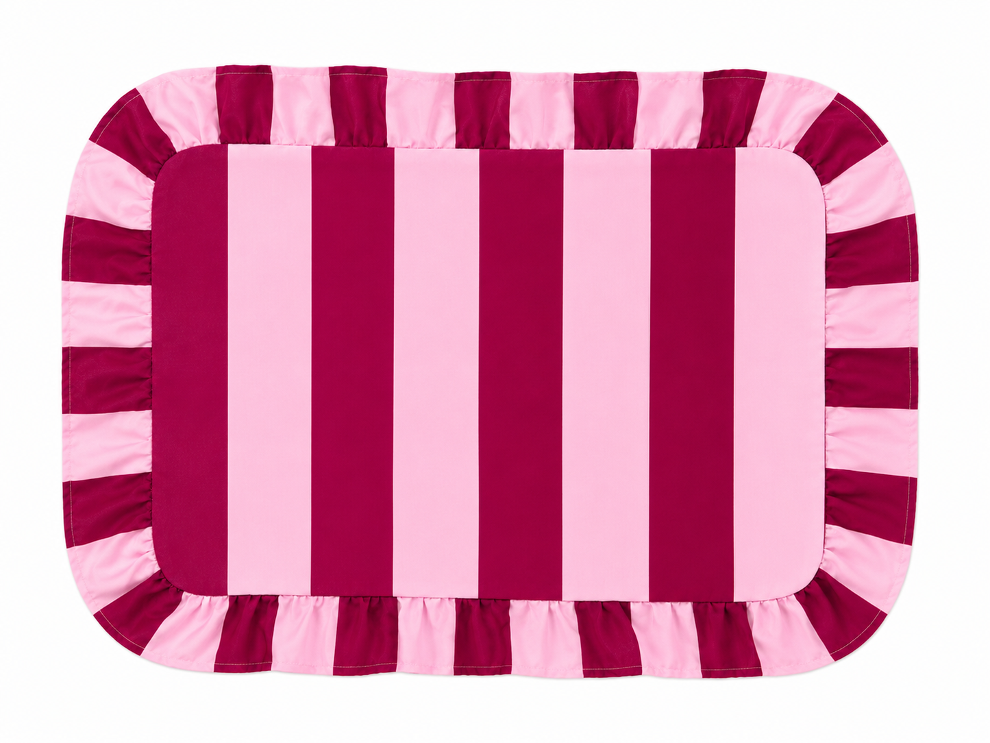 Tovagliette Americane con Rouches Righe Rosa/Bordeaux
