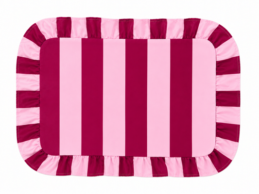Tovagliette Americane con Rouches Righe Rosa/Bordeaux
