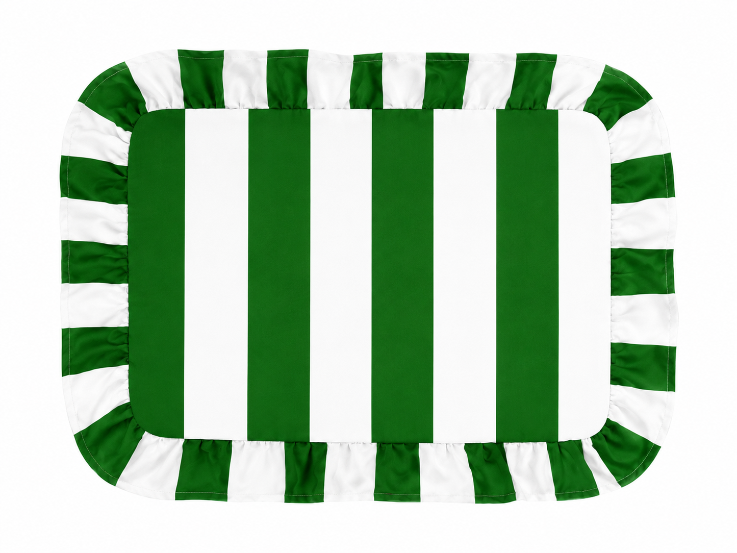 Tovagliette Americane con Rouches Righe Bianco/Verde Scuro
