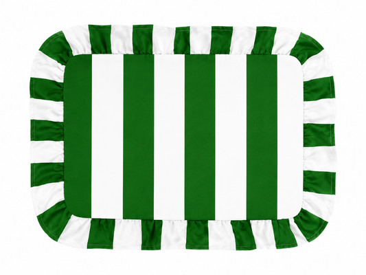 Tovagliette Americane con Rouches Righe Bianco/Verde Scuro