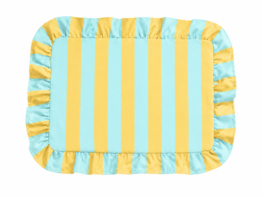 Tovagliette Americane con Rouches Righe Giallo Ocra/Celeste