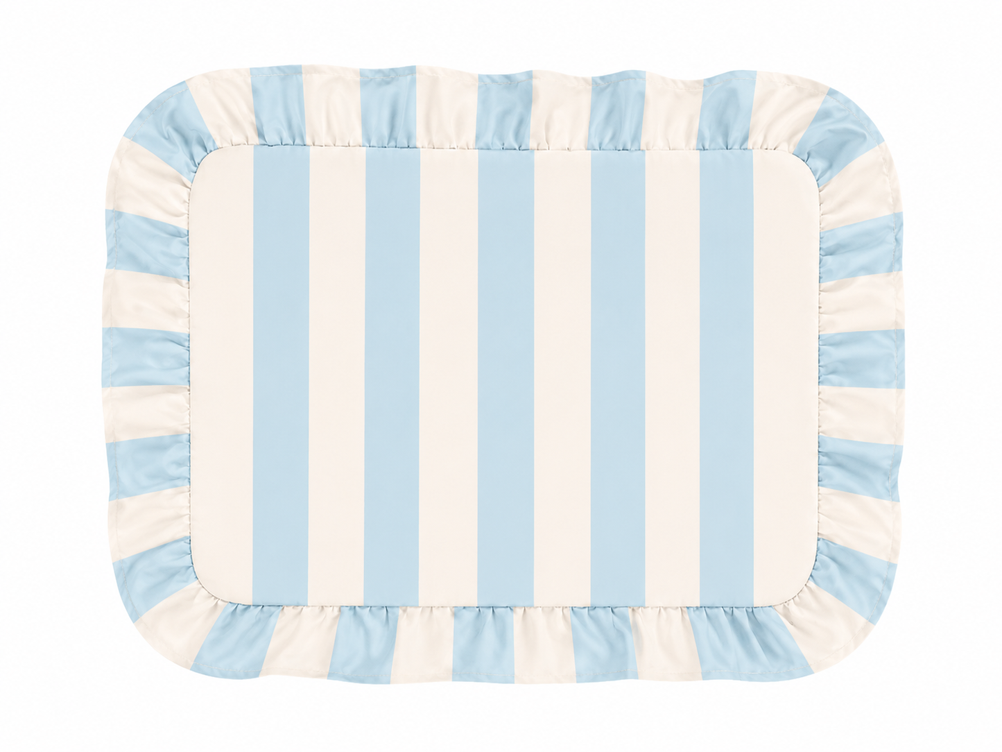 Tovagliette Americane con Rouches Righe Bianco/Celeste