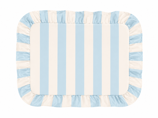 Tovagliette Americane con Rouches Righe Bianco/Celeste