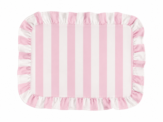 Tovagliette Americane con Rouches Righe Bianco/Cipria Chiaro