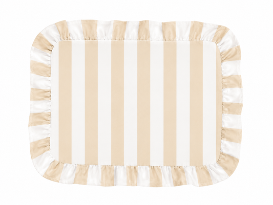 Tovagliette Americane con Rouches Righe Bianco/Beige