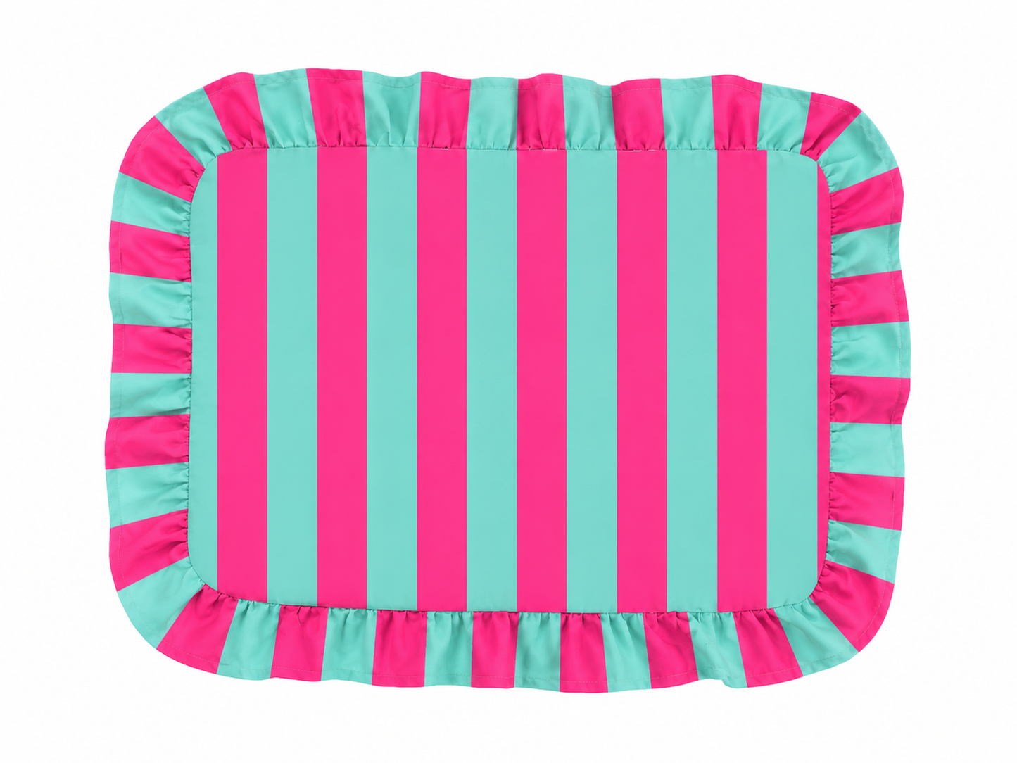 Tovagliette Americane con Rouches Righe Tiffany/Fucsia