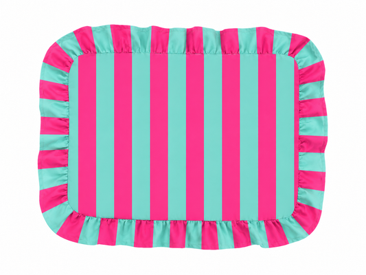 Tovagliette Americane con Rouches Righe Tiffany/Fucsia