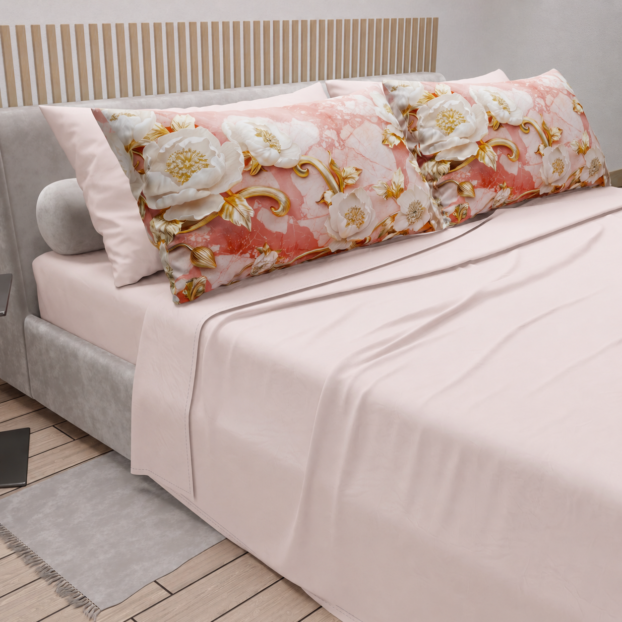 Lenzuola in Cotone, Completo Letto con Federe in Stampa Digitale Floreale 06-11