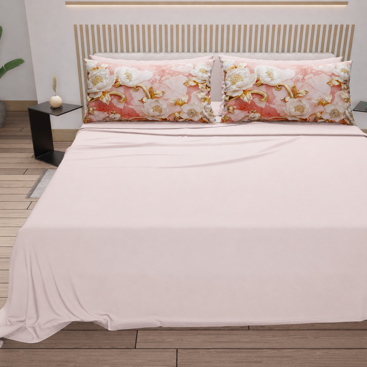 Lenzuola in Cotone, Completo Letto con Federe in Stampa Digitale Floreale 06-11