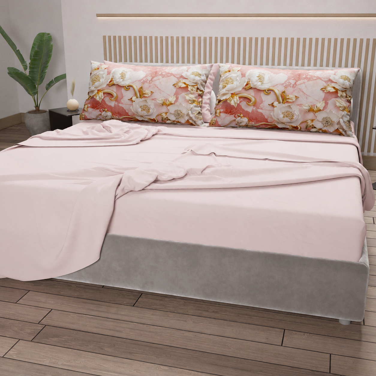 Lenzuola in Cotone, Completo Letto con Federe in Stampa Digitale Floreale 06-11