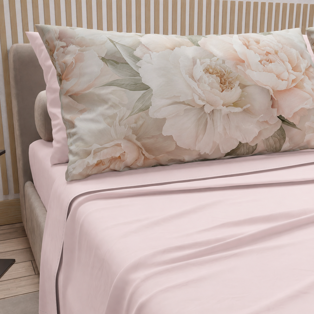 Draps en Coton, Parure de Lit avec Taies d'Oreiller en Impression Digitale Florale F40