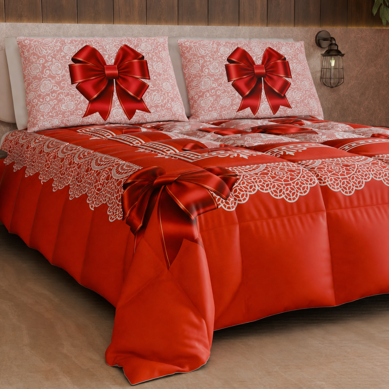 Piumone, Trapunta Matrimoniale, Singola, Piazza e Mezza, Fiocco Rosso