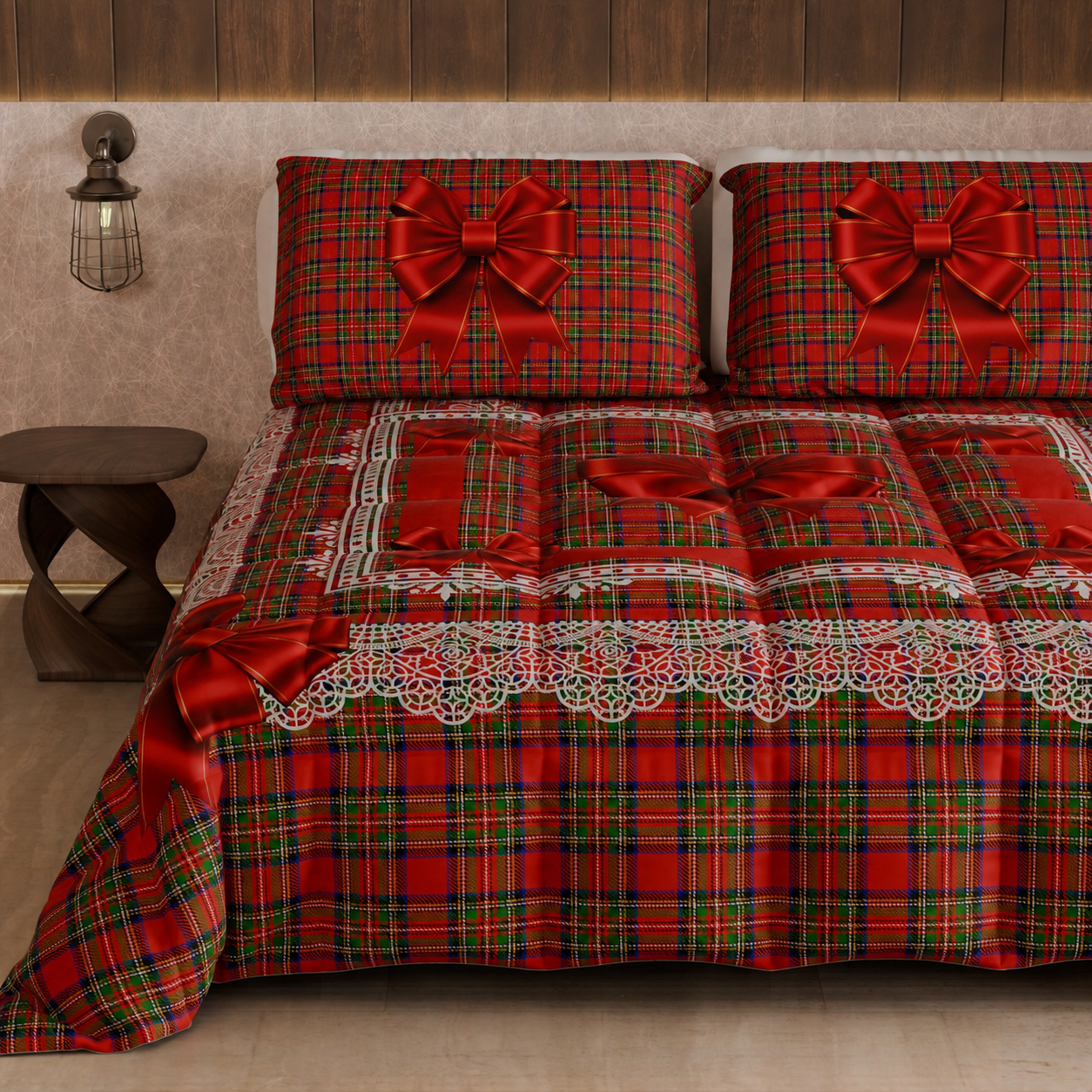 Piumone, Trapunta Matrimoniale, Singola, Piazza e Mezza, Fiocco Tartan, Fantasia Scozzese