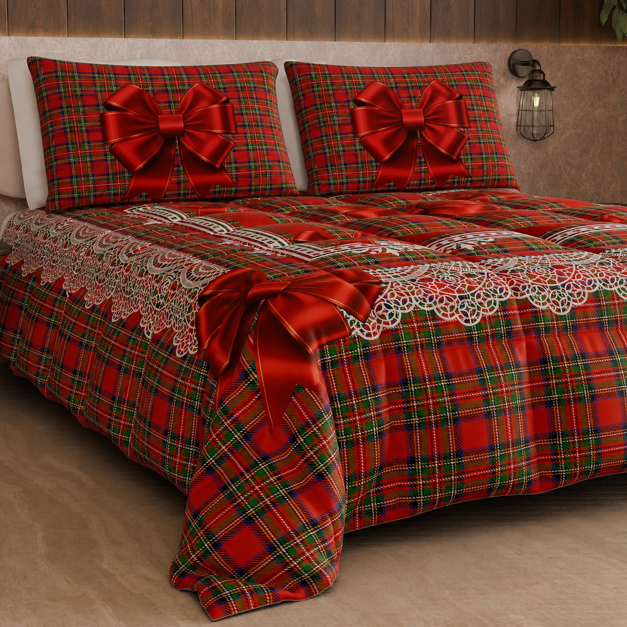 Piumone, Trapunta Matrimoniale, Singola, Piazza e Mezza, Fiocco Tartan, Fantasia Scozzese