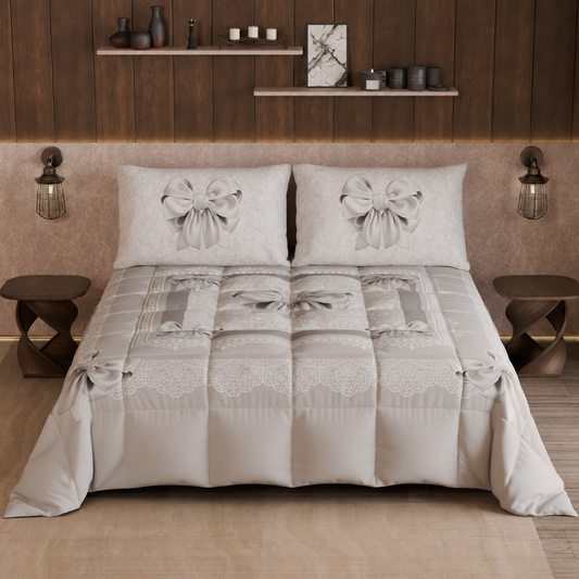 Duvet, Double, Single, Square and Half Quilt, Gray Bow
