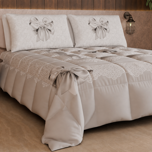 Duvet, Double, Single, Square and Half Quilt, Gray Bow