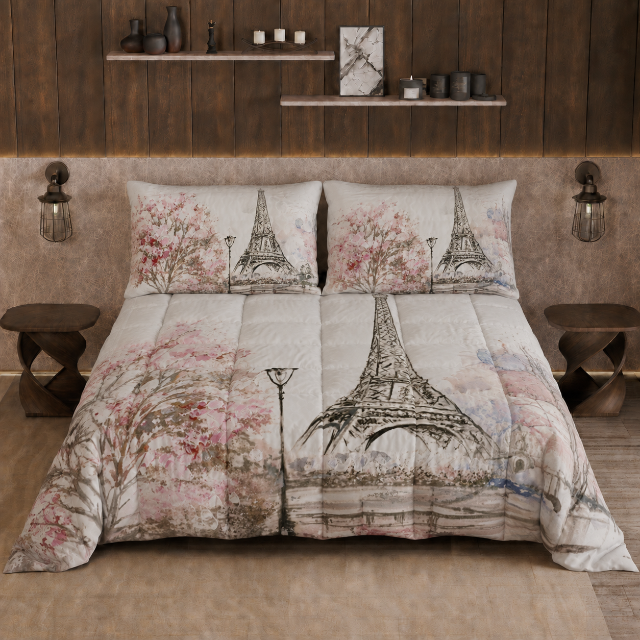 Piumone, Trapunta Matrimoniale, Singola, Piazza e Mezza, Paris, Parigi Torre Eiffel