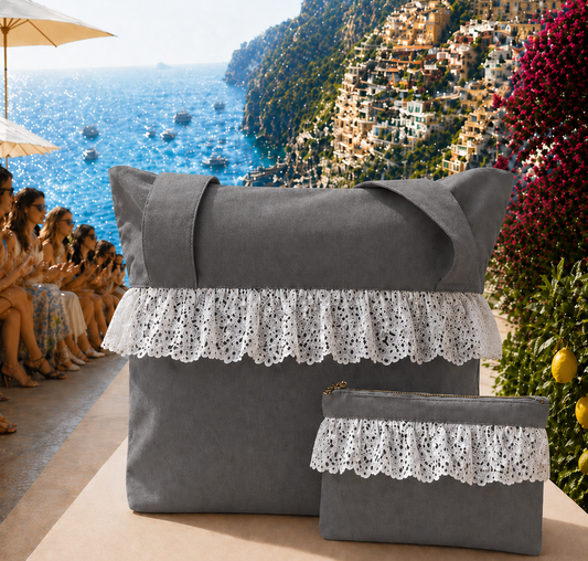 Collezione Mare in Tessuto WaterProof in Pizzo San Gallo Grigio Scuro