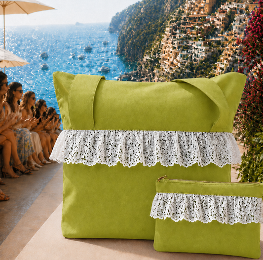 Collezione Mare in Tessuto WaterProof in Pizzo San Gallo Verde Chiaro