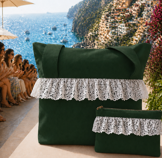 Collezione Mare in Tessuto WaterProof in Pizzo San Gallo Verde Scuro