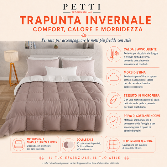 Piumone Trapunta Matrimoniale, Singola, Piazza e Mezza, Viola Nero
