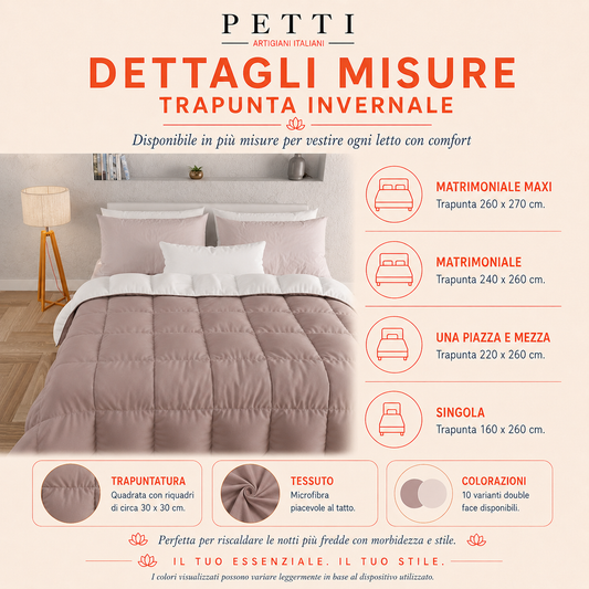 Piumone Trapunta Matrimoniale, Singola, Piazza e Mezza, Oliva Panna