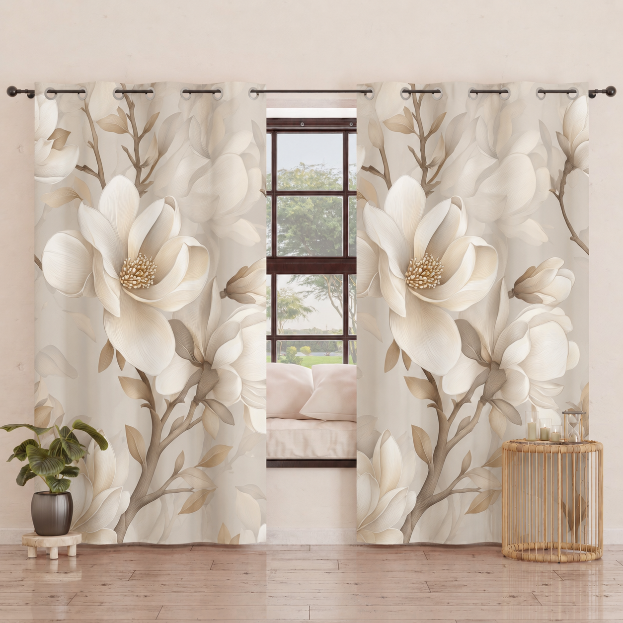 Tenda Arredo da Interno a Pannelli con Anelli Floreale 04-175