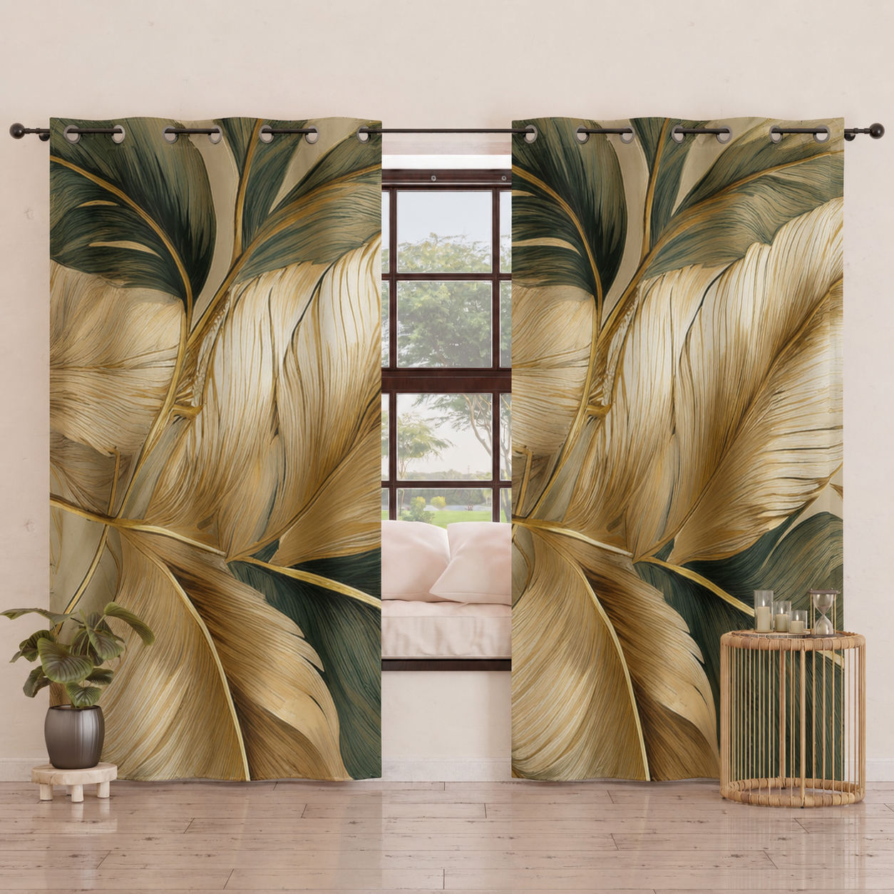 Tenda Arredo da Interno a Pannelli con Anelli Floreale F165.