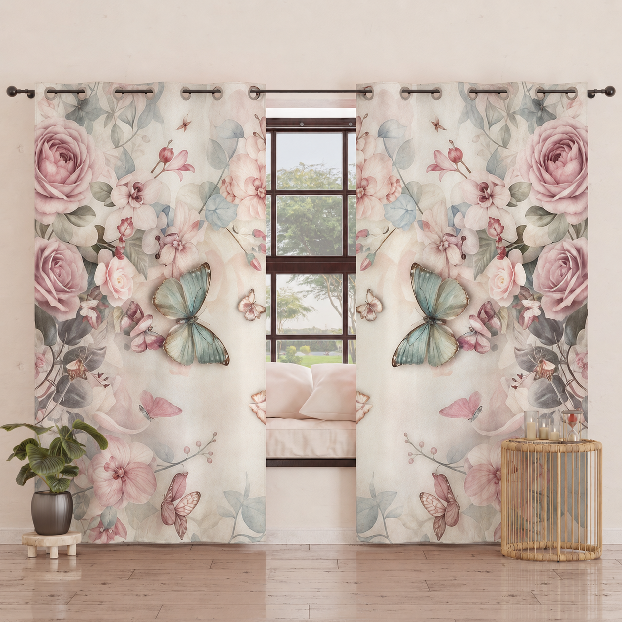 Tenda Arredo da Interno a Pannelli con Anelli Floreale F10.