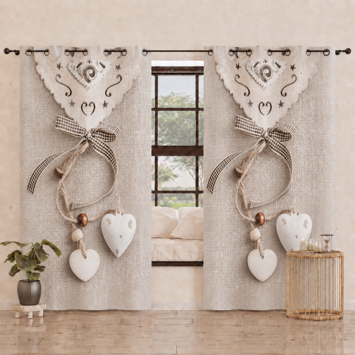 Tenda Arredo da Interno a Pannelli con Anelli Shabby 331