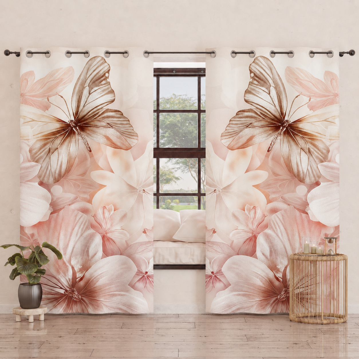 Tenda Arredo da Interno a Pannelli con Anelli Floreale F11.