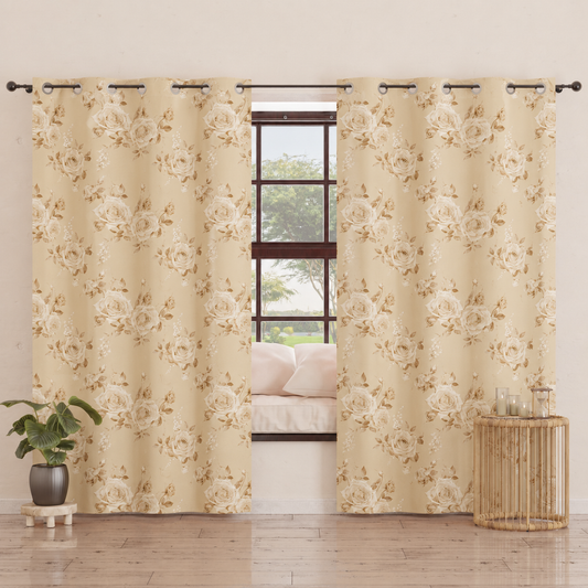 Tenda Arredo da Interno a Pannelli con Anelli Floreale 21 Beige