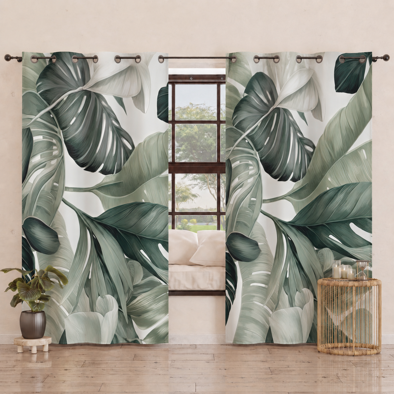Tenda Arredo da Interno a Pannelli con Anelli Floreale F4.