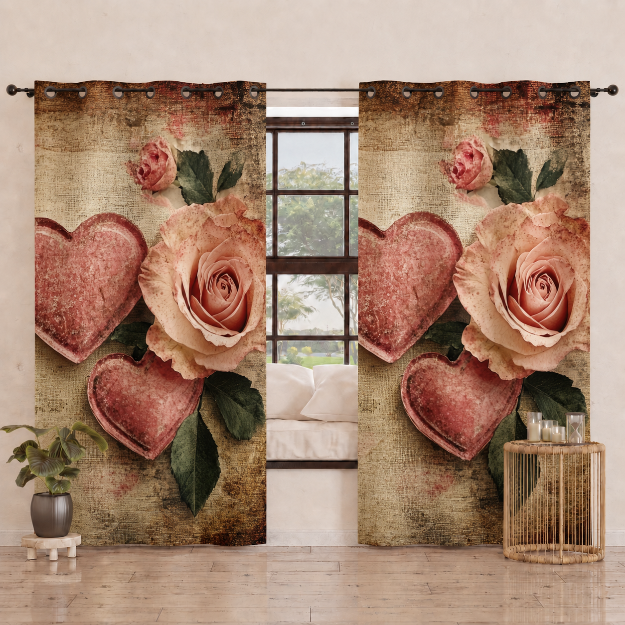 Tenda Arredo da Interno a Pannelli con Anelli Shabby 332